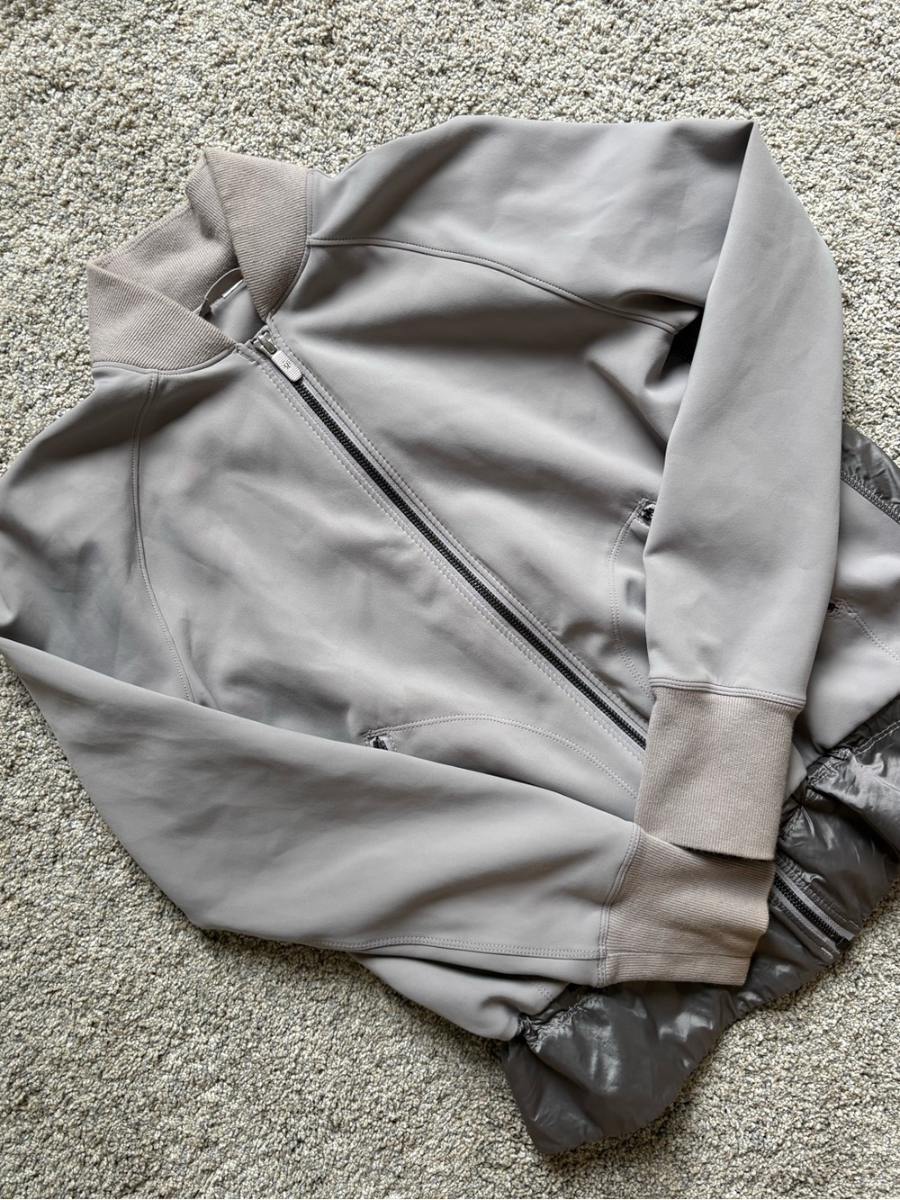 lululemon athletica Taupe/Light Gray Bomber Jacket